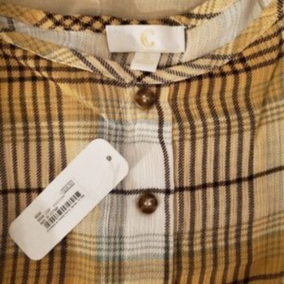 Charming Charlie Plaid Button & Peplum Cami - Picture 4 of 6